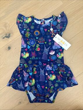 NWT Scoots Main Street Electric Parade bodysuit dress 2T/3T